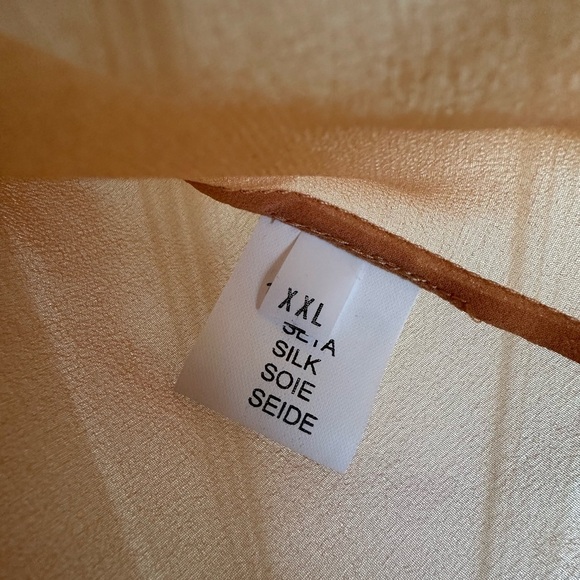 Rosamosario 100% Silk Georgette Oversized Cut Italian Silk Nude Tan Top Tee - Picture 5 of 12